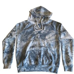 Zine Hoodie Womens Medium Blue Tie Dye Pullover Long Sleeve Kangaroo Pocket
